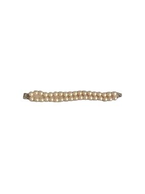 Vintage Faux Pearl Large Double Strand Clasp Bracelet